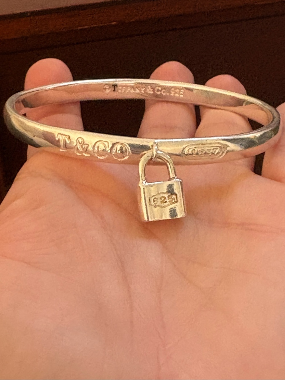 Vintage Tiffany & Co. Sterling Silver Padlock Charm Bangle